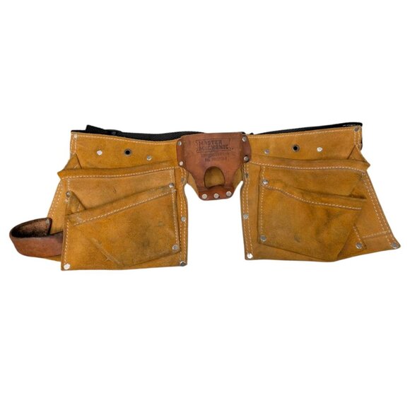 Master Mechanic Leather Tool Belt Master MM370X-3 Double Pouch Adjustable - Picture 1 of 16